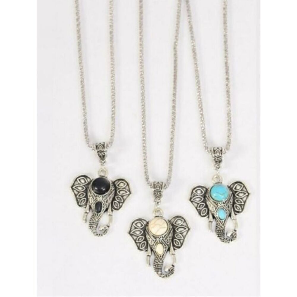 Elephant Head Stone Necklace  - Picture 2 of 2